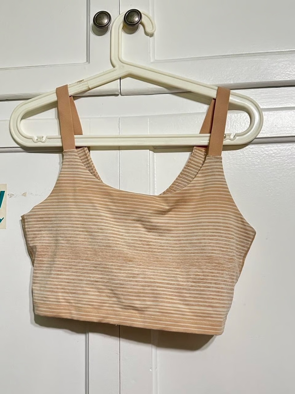 Striped Peach Cropped Bra  - Women's
